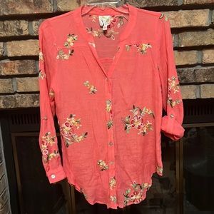 EUC Fig and Flower floral embroidered blouse size PM
